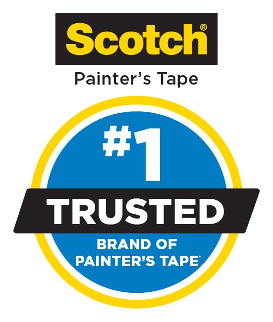 3M ScotchBlue 2080 Delicate Surface Painter’s Tape, 1" x 60 Yds (Pack of 4) - Edge-Lock Technology for Sharp Lines, 60-Day Clean Removal, Gentle Blue Masking Tape for Walls & Trim, No Residue