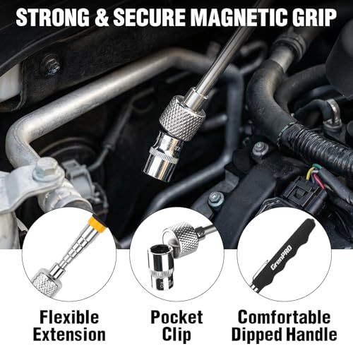 GRENPRO Magnetic Tool Mat, 2-Pack, Telescoping Pickup Tool, Parts Organizer - color: black-2pc