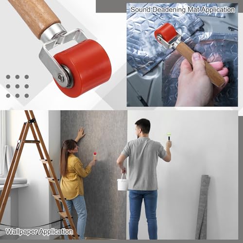 HARFINGTON 2pcs Car Seam Roller Automotive Audio Sound Deadening Roller - color: Red, size: 30mm/1.2"