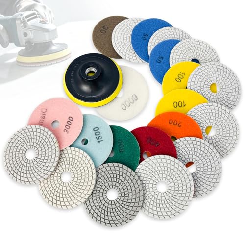 5 Inch Diamond Polishing Pads Tile Stone Diamond Sanding Pads Kit - size: 5-INCH