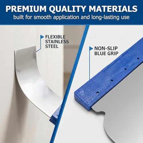 4 Pcs Stainless Steel Putty Knife Set, Metal Body Filler Spreader Tools for Bondo, Plaster, Paint, Glaze
