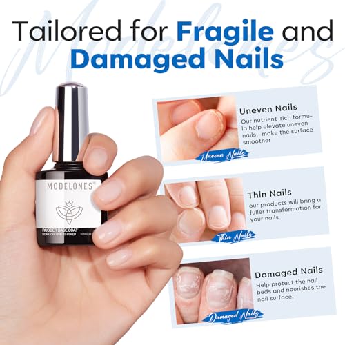 modelones Rubber Gel Base Coat Clear Builder Nail Gel for Weak Nails - color: Rubber Builder Base Coat Clear