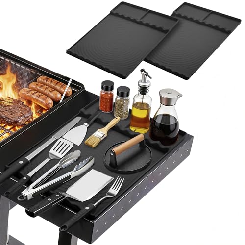 Silicone Grill Mat for Blackstone Griddle Accessories (Black-2Pack) - color: Black-2Pack
