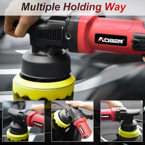 AOBEN Buffer Polisher,5 inch Dual Action Polisher,Long Orbit 16mm Random Buffer Polisher kit with 6 Variable Speed 1000-5500rpm,Detachable Handle,7 Buffing Pads for Car Detailing Polishing and Waxing - size: AT3501-C02