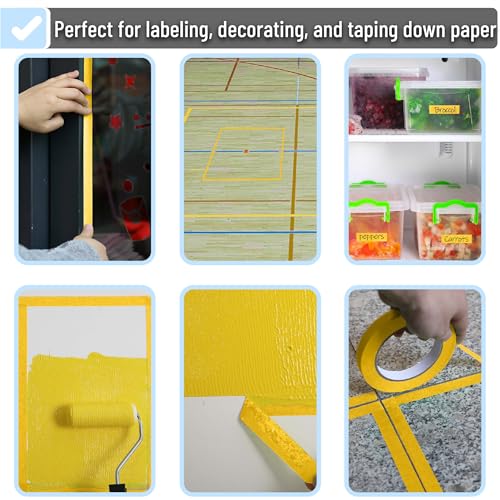 Mr. Pen- Yellow Masking Tape, 0.6 Inch Wide, 3 Rolls, 3 x 55 Yards, Yellow - color: Yellow