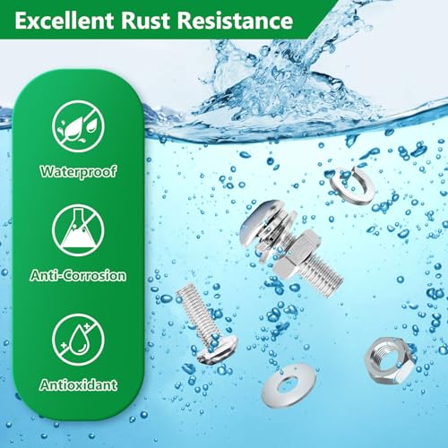 360Pcs Machine Screws #6-32#8-32#10-24 Bolt Nut Washer Kit,304SS | for Electrical Switch Boxes, Wall Socket Outlets & Faceplates, 10 Metric Sizes (M4 x 6mm to 30mm) - size: 360Pcs #6-32#8-32#10-24