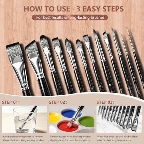 Depvision Face Paint Brushes Set 12 Pcs Face Painting Brushes and Sponges Set Professional Paint Brushes for Body Art Painting Acrylic Oil Watercolor Artist Paintbrush for Halloween Cosplay with Case