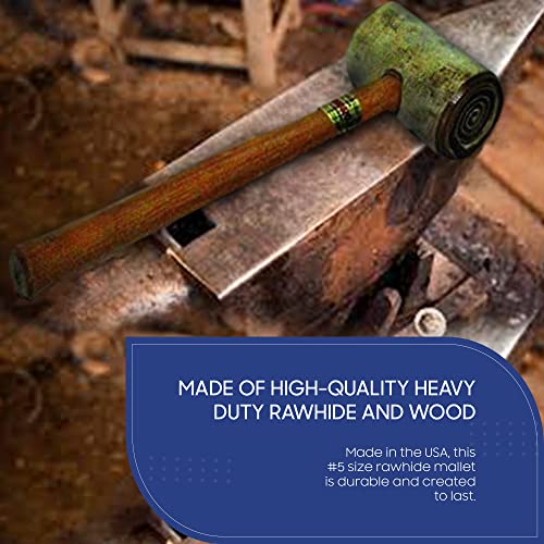 Tarps Now Multi-Purpose Rawhide Mallet, #5 Size - Heavy Duty Hammer for Grommets, Stamping Jewelry, Striking, Leather Work, Hobby Craft Work, Watch Repairs, Metal Work, and Woodworking