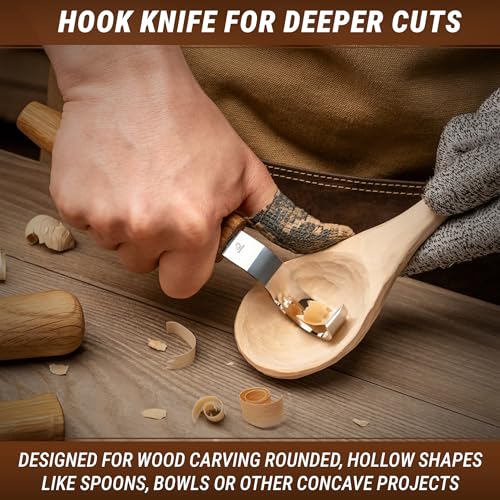 BeaverCraft Wood Carving Knives Kit Spoon Carving Tools S14 - Spoon Hook Knife Wood Carving Chisels Set Bowl Gouge - Whittling Knives Whittling Kit for Beginners - Hobby Knife Set