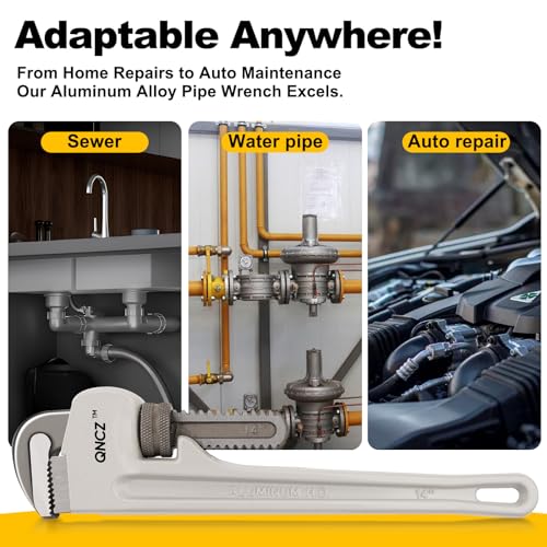 QNCZ 2 Piece Aluminum Adjustable Pipe Wrench Set 8 and 14 Inch - size: 8-14 Inches