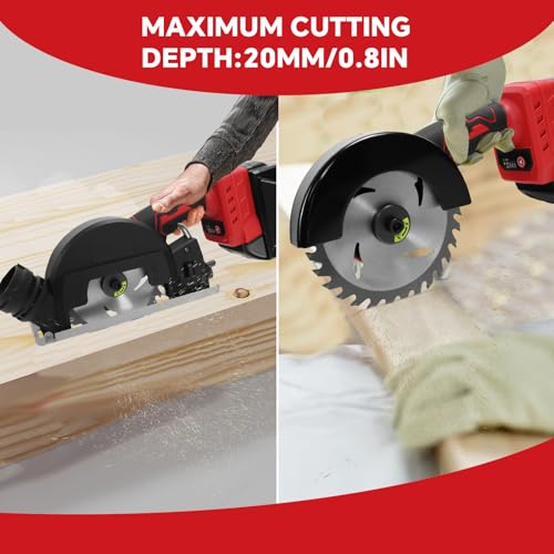 Cordless Mini Circular Saw for Milwaukee 18V Battery, 4" Brushless Power Circular Saws, 12000RPM Small Circular Saw, 2 Blade, Cutting Depth 0.8"(20mm) for Metal, Wood, Plastic(No battery)