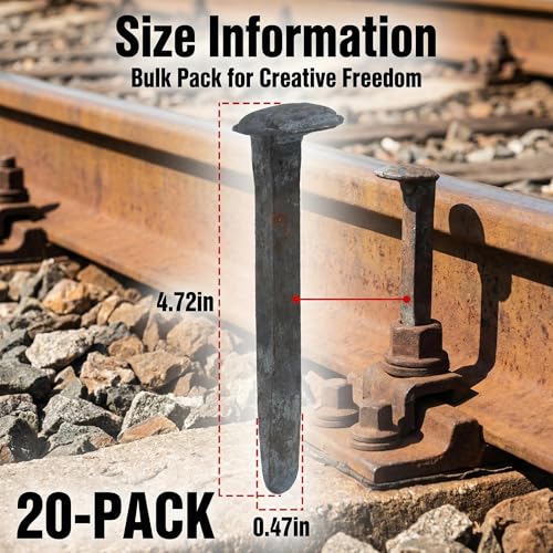 20 Pack Black Railroad Spikes - 4.7 Inch Heavy Duty Rustic Utility Hooks with Rust, Copper Green for Railroad Ties, Industrial Decor, DIY Projects and Home Storage