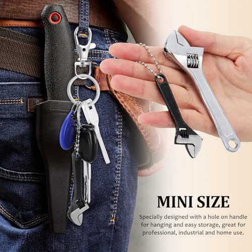 Mini Adjustable Wrench 4 Inch and 2.5 Inch, Black Spanner With Chain Hand Knurl Tool for Repair Maintenance Automotive Car