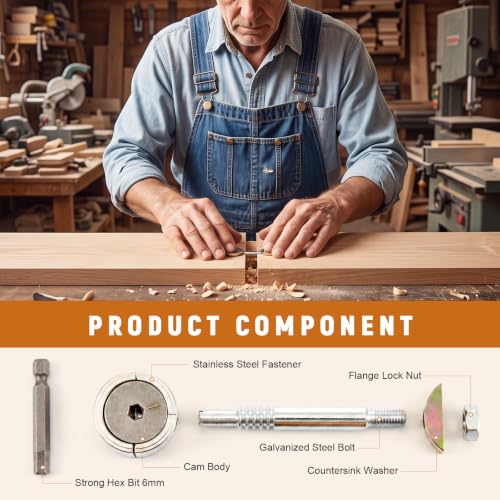 Shimeyao 8 Pcs Countertop Connector Bolts, Miter Bolt Kit with Hex Wrench
