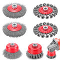 6PCS Twist Knot Wire Brush, Wire Wheel Cup Brush Set for 4-1/2" Angle Grinder, Angle Grinder Brushes with 5/8" Threaded Arbor for Heavy Cleaning Rust, Stripping, Abrasive - 3" Cup & 4" Wheel - color: Wheel Brush & Cup Brush