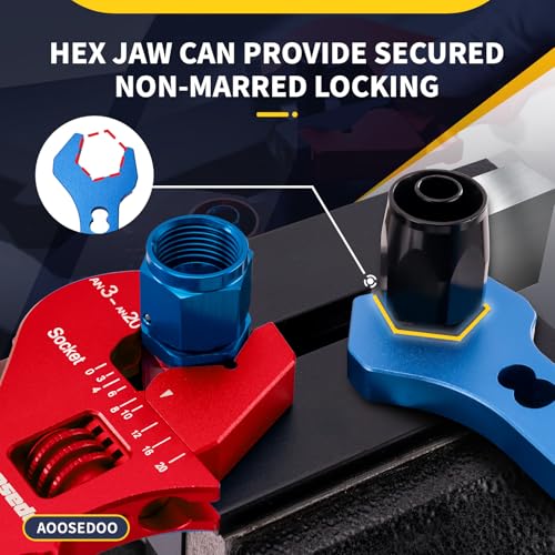 3AN-20AN AN Fitting Wrench AN Fitting Tool for AN Hose Fitting Assembly Adjustable Lightweight Aluminum Red With Double-ended AN Wrench 6AN Socket-AN8 B-nut Blue - color: Red, size: 3AN-20AN