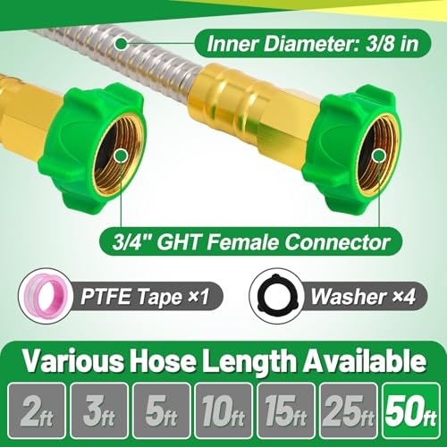 Garden Hose with Female to Female Connector, 50ft - size: 50ft