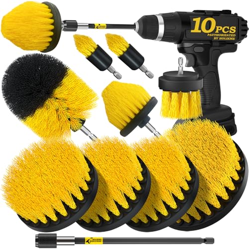 Holikme 10Pack Drill Brush Attachments Set，Power Scrubber Kit for Clean
