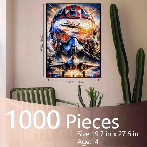 Fighter Jet Pilot Helmet Puzzle 1000 Pieces for Adult 19.7 x 27.6 Inch - color: Airplane-03
