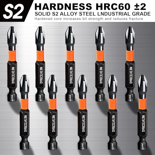 DYRECELVE 10-Piece Phillips Bits #2 Impact, 1-6 Inch Long Screwdriver Bits - color: 1'' to 6'' Ph2 10-pcs