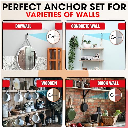 25PCS Screw Hooks + Self-Drilling Drywall Anchor, Expansion Tubes