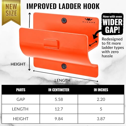 Ladder Hangers for Garage Wall Set of 2 - Orange Hooks for Shed & Garden - color: Orange, size: Pack of 2 Hooks