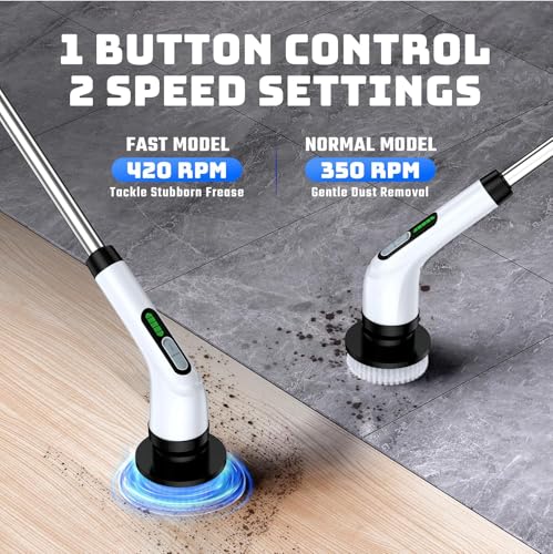 Electric Spin Scrubber for Bathroom: Shower Scrubber with Long Handle