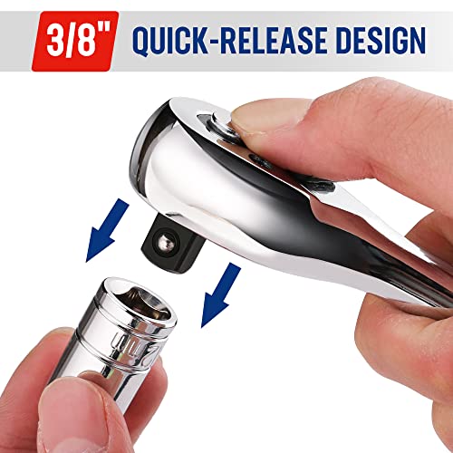 WORKPRO 3/8" Drive Ratchet Wrench, 72-Tooth Reversible - size: 3/8"