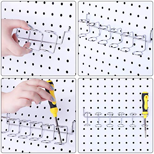Ripeng 8 Pieces Pegboard Screwdriver Holder PegBoard Tool Holders, Silver - color: Silver