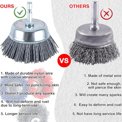 Nylon Brush for Drill,9Pcs Abrasive Filament Nylon Wire Bristle Drill Wheel