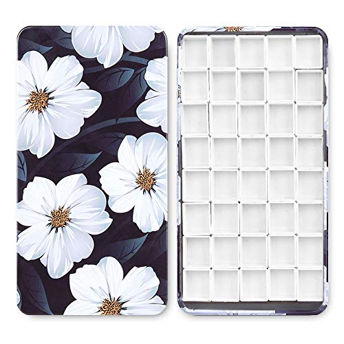 qianshan 40Pcs Empty Half Pans Watercolor Tin Palette with Magnetic Stripe - color: Flower