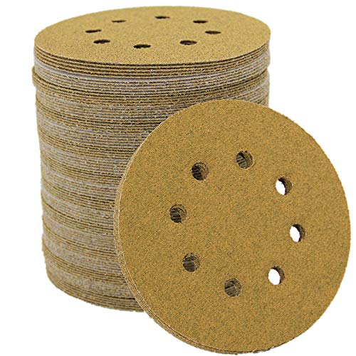 5-Inch 8-Hole Hook and Loop Sanding Discs, Orbital Sander Sandpaper Discs, 100 Pieces Round Sandpaper Set, 60 Grit - size: 60-Grit