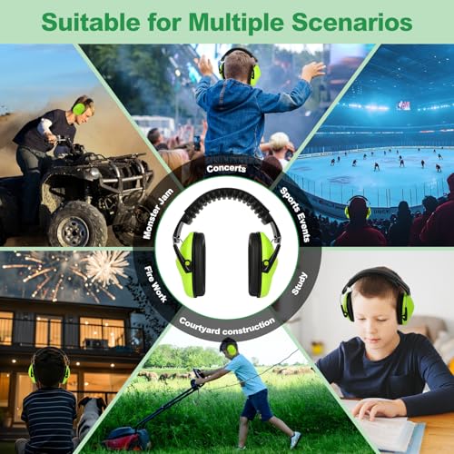 Floriogra Noise Cancelling Headphones for Kids/Toddler 28dB SNR Ear Muffs - color: Green