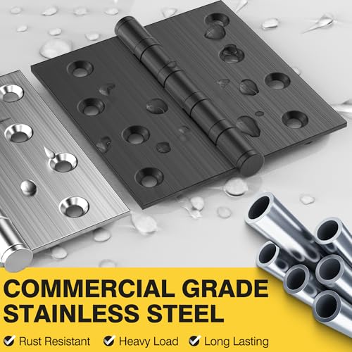 KOLET Ball Bearing Door Hinges, 4 x 4 Inches, Matte Black, 6 Pack - color: Black, size: 6 Pack