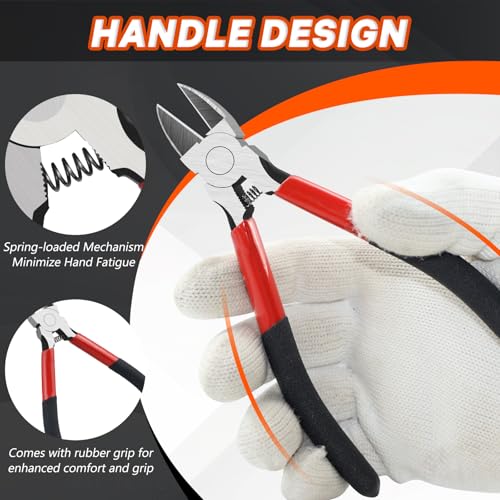 2-Pack 5-Inch & 6-Inch Wire Cutters, Spring-Loaded Diagonal Cutting Pliers