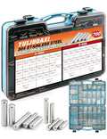 Dowel Pin Kit 304 Stainless Steel 700 Pcs 42 Sizes M2-M8 W/ Case - size: 42 Kinds