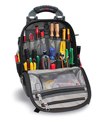 Veto Pro Pac Tech Pac Tool Backpack – Heavy-Duty Weatherproof Tool Bag with 46 Pockets, Waterproof Molded Base & Ergonomic Padded Straps & EVA Back Padding for Technicians and Contractors - color: Original