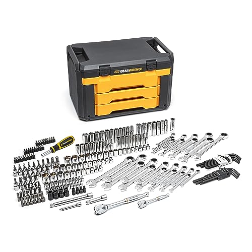 GEARWRENCH Mechanics Tool Set in 3 Drawer Storage Box, 232 Piece - size: 232 Pc