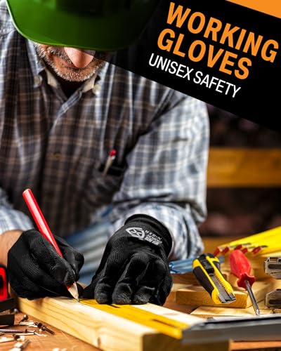 Potchen 72 Pairs Garden Work Gloves Bulk Pack for Men and Women - color: Black