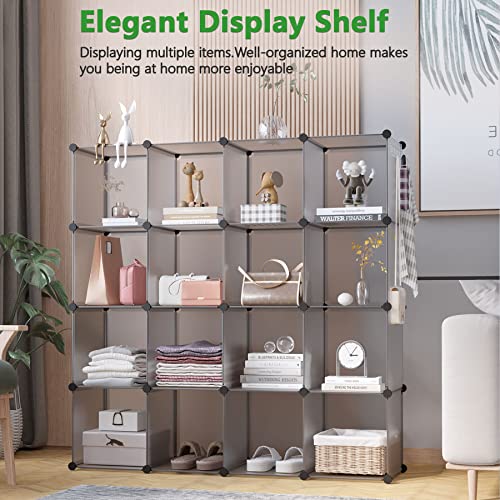 C&AHOME 16 Cube Storage Organizer Cube Shelves Units Storage Cubes, Grey - color: Grey