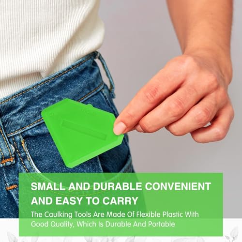 Outus 2 Pcs Caulking Tool Silicone Grout Scraper for Sealing, Light Green - color: Light Green