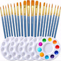 DUGATO Paint Brush & Palette Set, 20 Brushes with 5 Mixing Trays, Blue - color: Blue