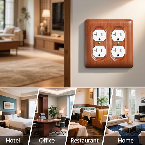 Cherry Electrical Outlet Covers Duplex Receptacle Natural Wood Wall Plate Cover - color: Cherry wood, size: Duplex Receptacle
