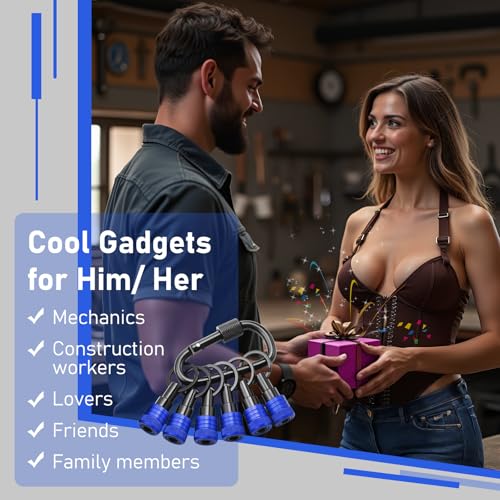 Enhanced Non-Slip Bit Holder Key Chain 6pc, Drill Bit Holder for 1/4 Inch Hex Shank Bits, Bit Holders for Impact Driver Drill Bit Extension, Screwdriver Bit Holder, Quick Change & Easy Access, Blue - color: Blue