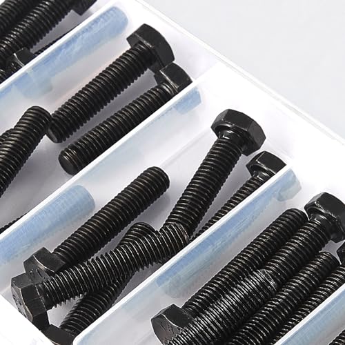 M8 x 40mm 45mm 50mm 55mm 60mm Hex Bolts, Hexagon Head Screw, 8.8 Grade Alloy Steel, Black Oxide Finish, Metric Full Machine Thread, Assortment Kit 20PCS - size: M8 x 40-60 mm(20PCS)