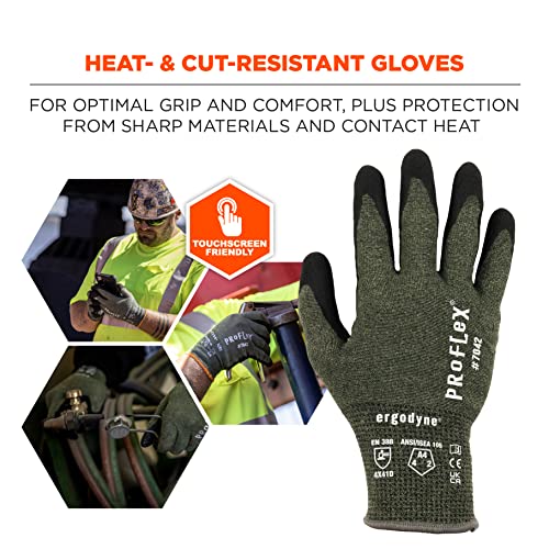 Ergodyne ProFlex 7042 Cut Resistant Work Gloves, ANSI A4, Contact Heat Resistant, Sandy Nitrile Coated Palms, 18g Aramid - size: Large