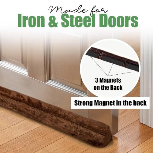 Evelots Magnetic Metal Door Draft Stopper, Brown, 1 Pack