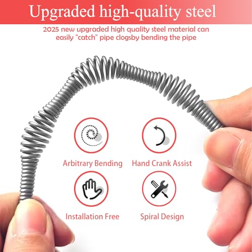 33 Ft Drain Snake Auger, Heavy Duty Plumbing Snake for Sink, Tub, and Shower, Snake Drain Hair Removal Tool with Gloves