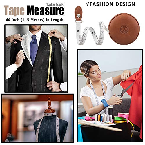 Sewing Tape Measure, Medical Body Cloth Tailor Craft Dieting Measuring Tape, 60 Inch/1.5M Dual Sided Retractable Ruler with Push Button Round - color: Brown 1 pack