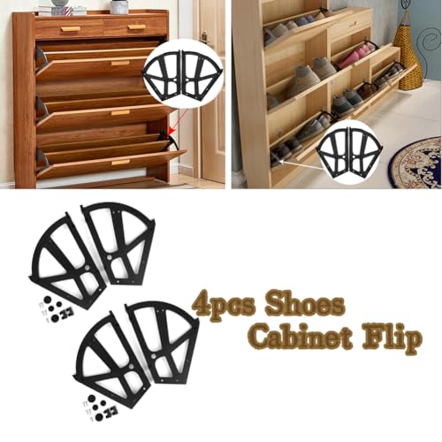 Haofy 4Pcs/Set Home Furniture Hinge Shoes Drawer Cabinet Flip Replacement Plate Frame Turning Rack Accessory